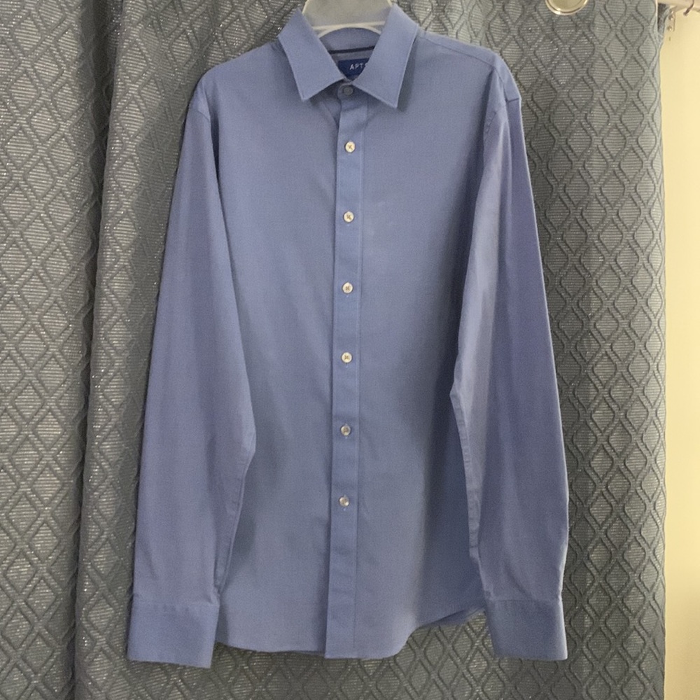 Kohl’s Apt9- Men’s Dress Shirt-Premier Flex- Slim Fit- Blue-Size Small- OK Cond.